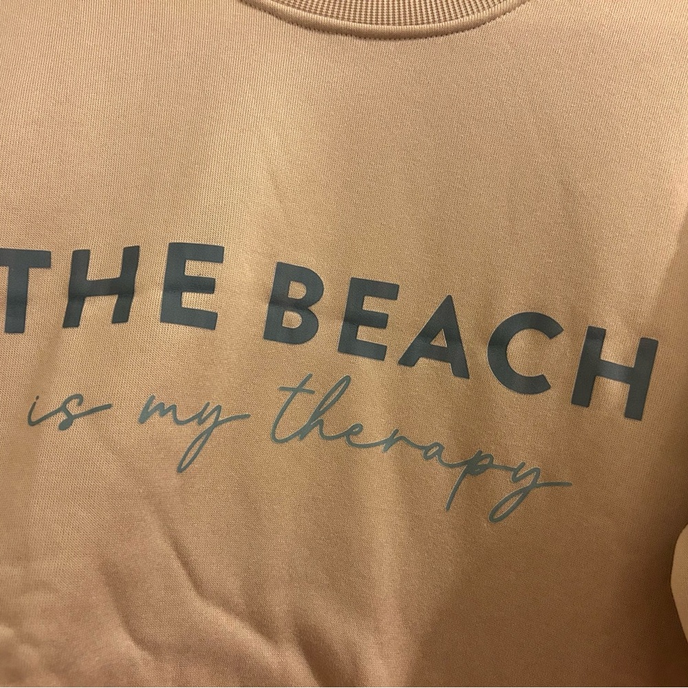 The Beach is my Therapy, beige sweatshirt XL, fits more like large. - Picture 2 of 3
